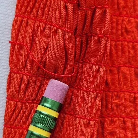 Silk & Salt Smocked Tiered Orange Maxi Dress Flowy Lightweight Summer Boho Cute - Picture 7 of 11